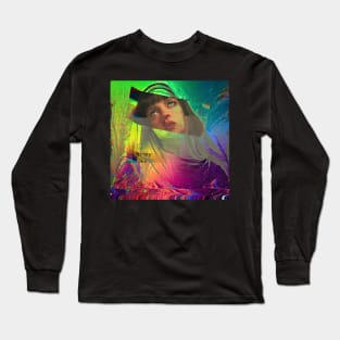 Uma Thurman Glitch Design Artwork Long Sleeve T-Shirt